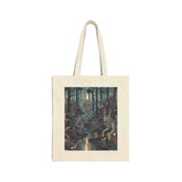 Canvas Tote Bag with Diverse Yokai Creatures Design Natural