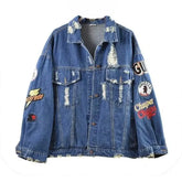 Cartoon Angel Loose Denim Jacket for Casual Wear