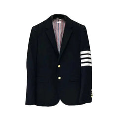 Casual Black Suit Jacket With Stripes On Sleeves - Jackets