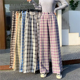Casual Plaid Retro Aesthetic Loose Pants