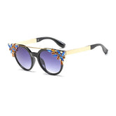 Cat Eye Fancy Rhinestones Sunglasses UV Protection Black