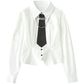 Chain Decoration White Shirt