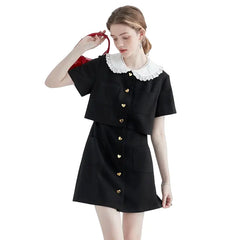 Chic Black Short Sleeve Shirt Dress - Mini