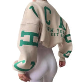 Chicago Letters Long Sleeve Loose Sweater