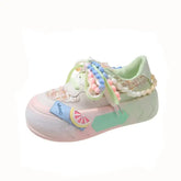 Chunky Platform Orange Tweed Lace Up Sneakers Euro Size