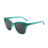 Classic square black polarized sunglasses showing acetate frame detail and butterfly design elements