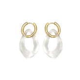 Clear Acrylic Irregular Hoop Dangle Earring Gold