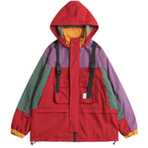 Color Block Loose Patched Pocket Thick Coat