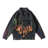 Colorful Denim Jacket with Fiery Multicolor Design