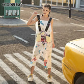 Colorful Letters Loose Suspenders Jumpsuit