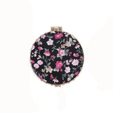 Compact Pocket Floral Mirror Two Side Portable Design Black