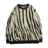 Contrast Grain Zebra Sweater for Young People Black / M