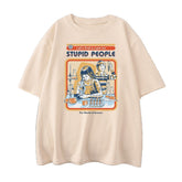 Cotton A Cure For Stupid People T-Shirt Khaki / S