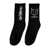 Cotton Bamboo Demon Face Socks Black-Devil / One Size