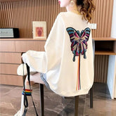 Cotton Butterfly 3D Graphic Crewneck Oversized Sweatshirt
