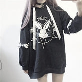 Cotton Cartoon Rabbit Pentacle Gothic Hoodie