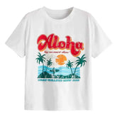 Cotton Casual Graphic T-Shirt for Everyday Wear White-Aloha