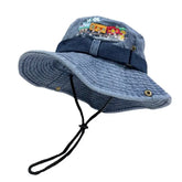 Cotton Embroidered Train Bucket Hats