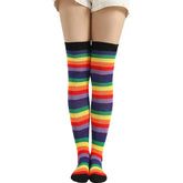 Cotton Long Highs Rainbow Funny Socks 65 cm Purple