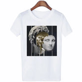 Cotton T-Shirt David Sculpture Michelangelo Design Gold / S