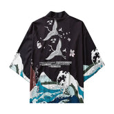 Cranes and Waves 3/4 Sleeve Kimono