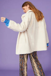 Cream Faux Fur Midi Coat One Size