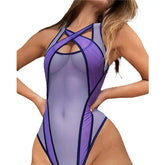 Cross Collar See-Through mesh top