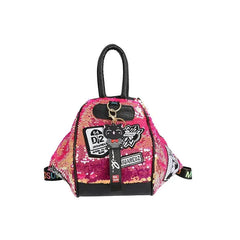 Cute Multifunction Sequins Backpack - Hot Pink / One Size