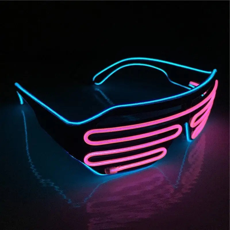 Cyberpunk LED Bi-color Visor Glasses - Blue Pink