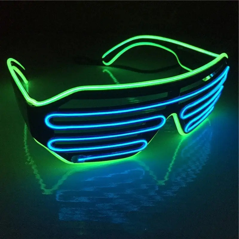 Cyberpunk LED Bi-color Visor Glasses - Green Blue