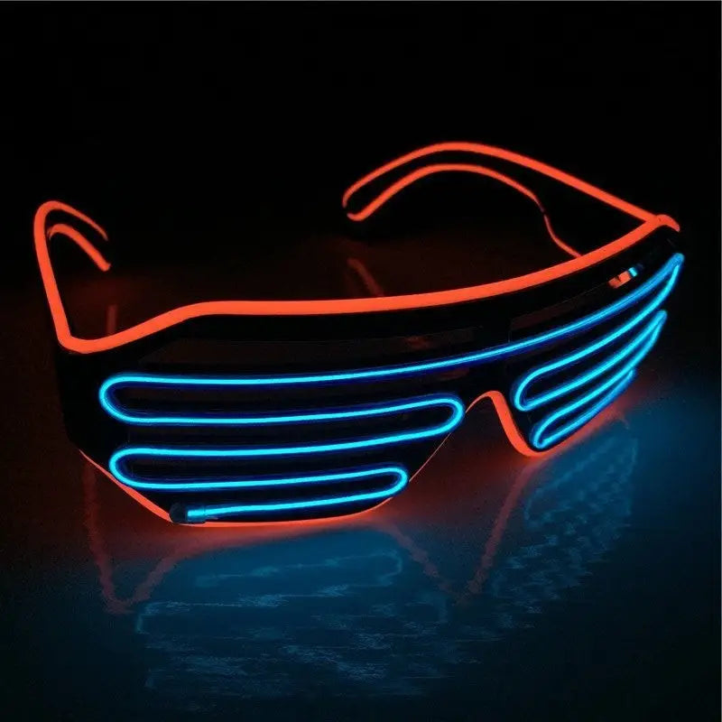 Cyberpunk LED Bi-color Visor Glasses - Orange Blue