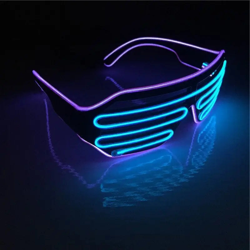 Cyberpunk LED Bi-color Visor Glasses - Purple Blue