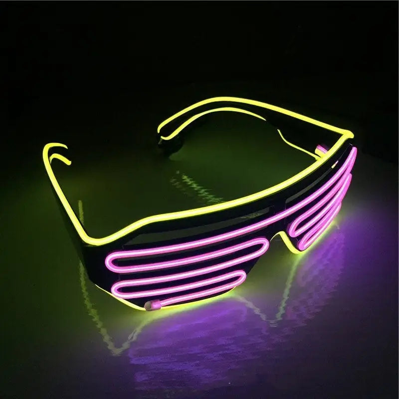 Cyberpunk LED Bi-color Visor Glasses - Yellow Pink