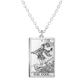 Collar de acero inoxidable con amuleto de cartas del tarot Dawapara