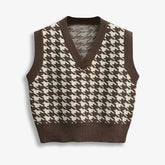 Irregular Pattern V-Neck Knitted Vest