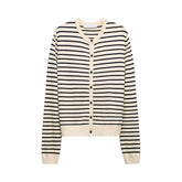 V-neck Long Sleeve Striped Knitted T-shirts