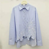 Vintage Embroidery Loose Stitched Long Sleeve Shirt