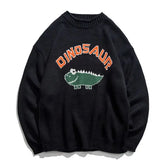 Dinosaur Knitted Oversize Sweatshirt for Casual Wear Khaki