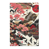 Edo Japan Detailed Area Rug with Intricate Landscape Design