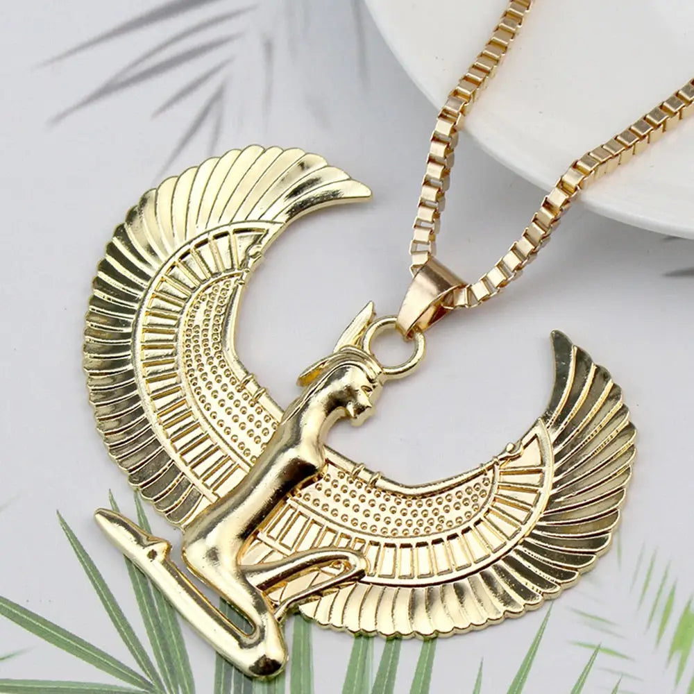 Egyptian Goddess Isis Wings Pendant Necklace - One Size