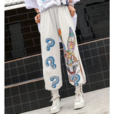 Elastic Waist Pants with Beautiful Decorative Chains White