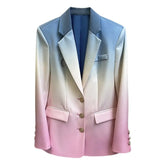 Elegant Long-Sleeved Multicolored Blazer with Moon