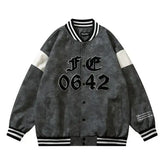Embroidered Baseball V-Neck Jacket