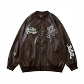 Embroidery Baseball Jacket PU Leather