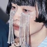 Face Accessories with Long Tassel Chain and Crystal Diamonds