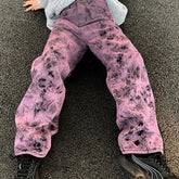 Faded Purple Black Wide Leg Pants for Women