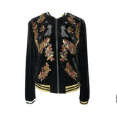Fashion Velvet Sequins Zipper Long Sleeve Jacket