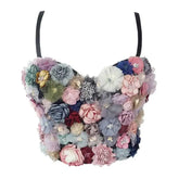 Floral Appliques Corselets Bustier Bra Crop Top Vest
