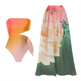 Floral One-piece Swimsuit Bikini Skirt & Dress