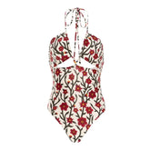 Floral Print High Waisted Halter Neck Swimsuit Set